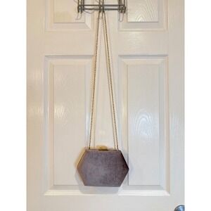 Madison West Evening Bag Clutch Purse Gold Chain Strap Hexagon Velvet‎